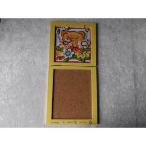 🎁Debra Jordan Bryan Wood Wall Hanging Bear Plaque Corkboard for Notes/Photos